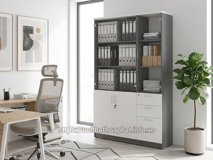 Tủ gỗ kính văn phòng