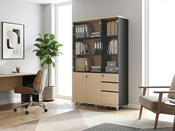 Tủ gỗ kính văn phòng