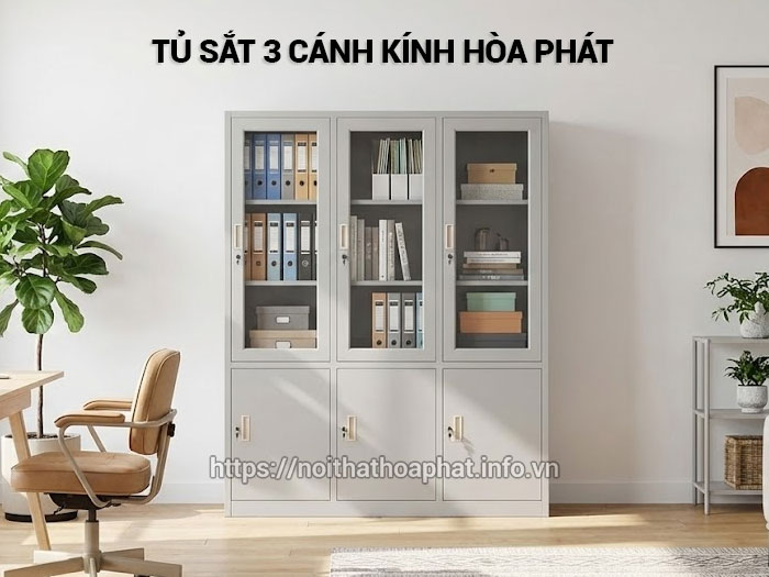 Tủ sắt 3 cánh kính