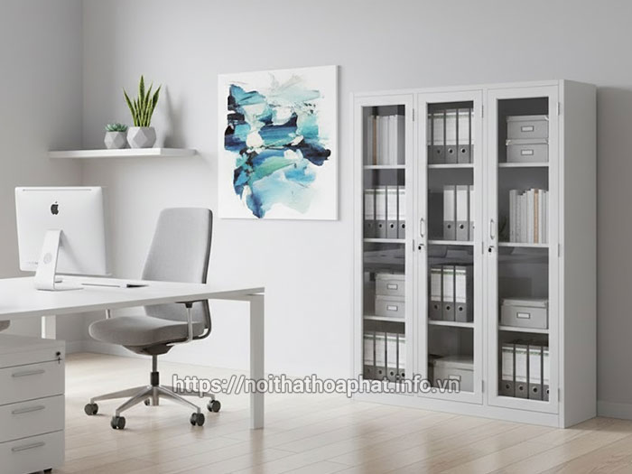 Tủ sắt 3 cánh kính