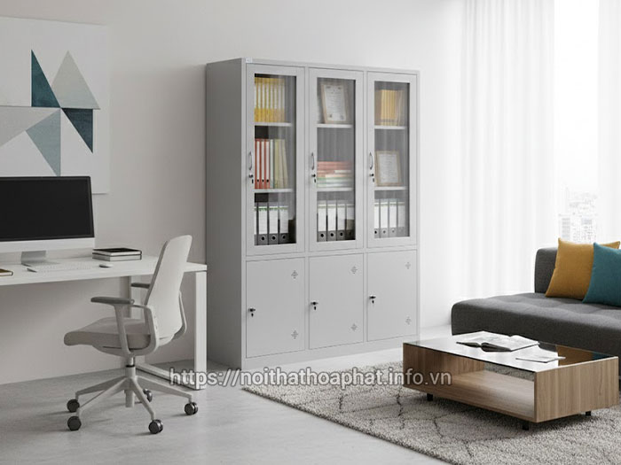 Tủ sắt 3 cánh kính