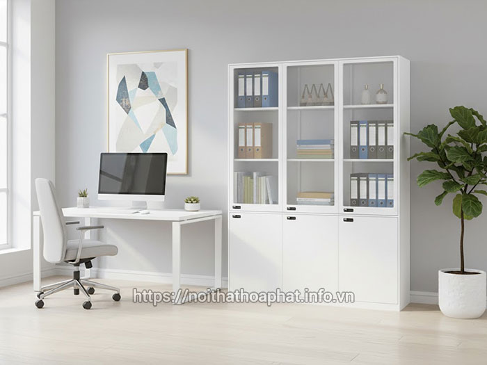 Tủ sắt 3 cánh kính