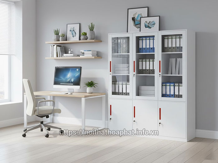 Tủ sắt 3 cánh kính