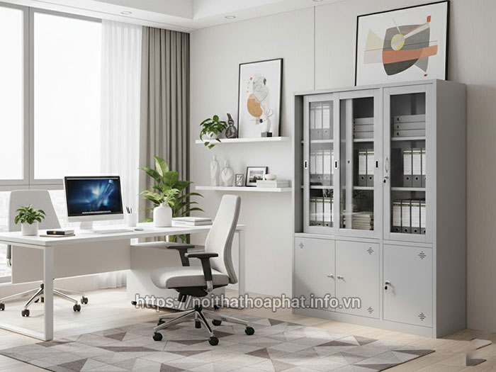 Tủ sắt 3 cánh kính