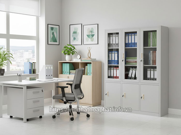 Tủ sắt văn phòng cánh kính