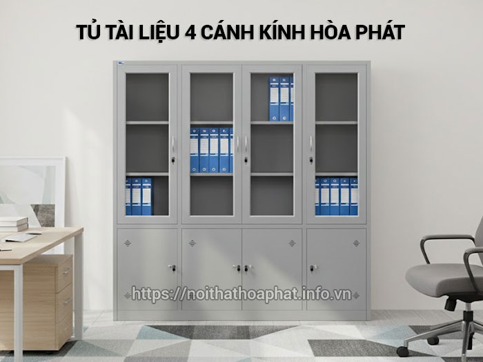 Tủ tài liệu 4 cánh kính