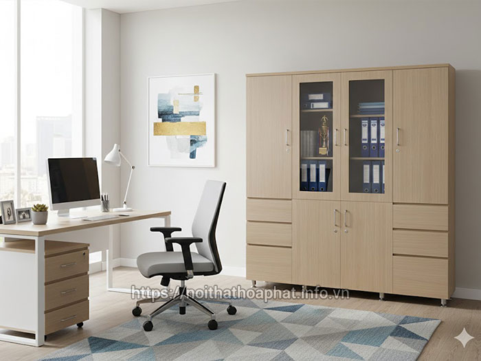 Tủ tài liệu 4 cánh kính