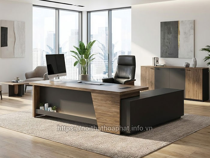 Bàn giám đốc chữ L Hòa Phát