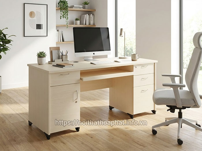 Bàn làm việc gỗ ép Hòa Phát