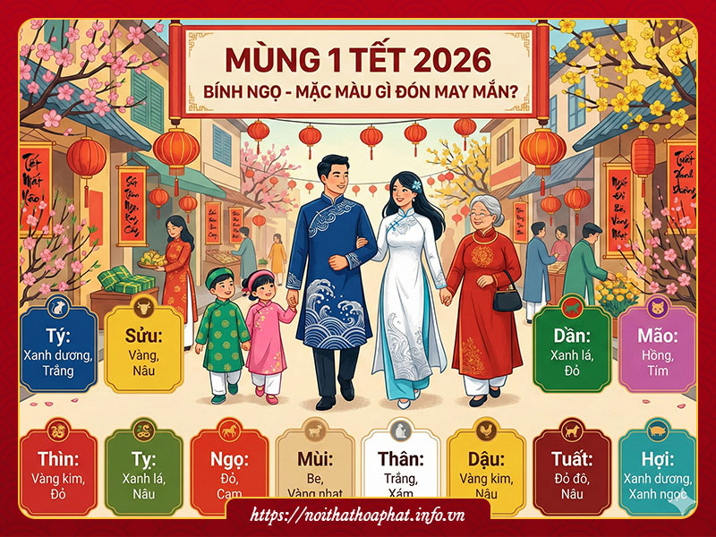 Mùng 1 Tết 2026 nên mặc màu gì
