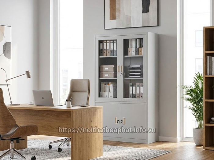 Tủ sắt Hòa Phát 2 cánh kính