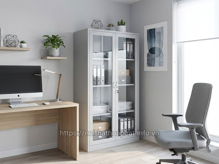 Tủ sắt Hòa Phát 2 cánh kính