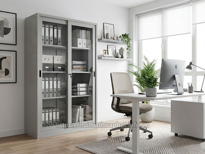 Tủ sắt Hòa Phát 2 cánh kính