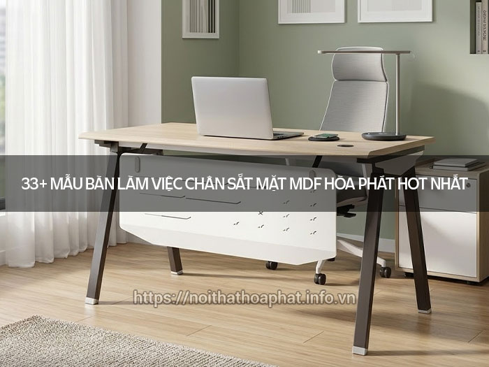 Bàn làm việc chân sắt mặt MDF