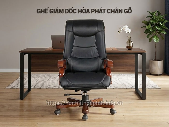 Ghế giám đốc Hòa Phát chân gỗ