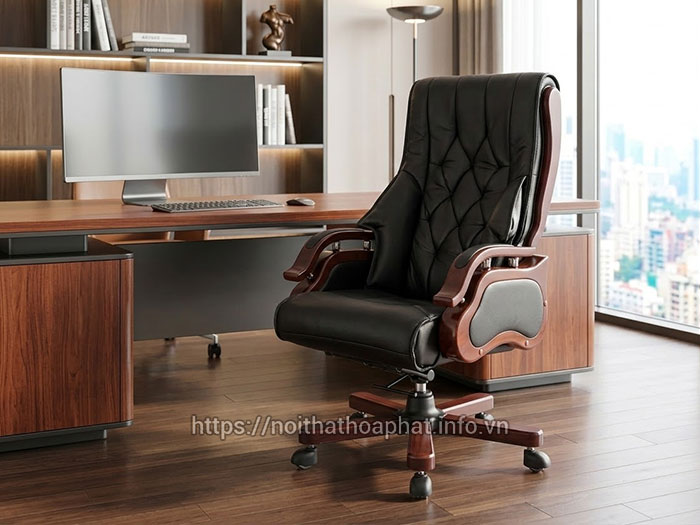 Ghế giám đốc Hòa Phát chân gỗ