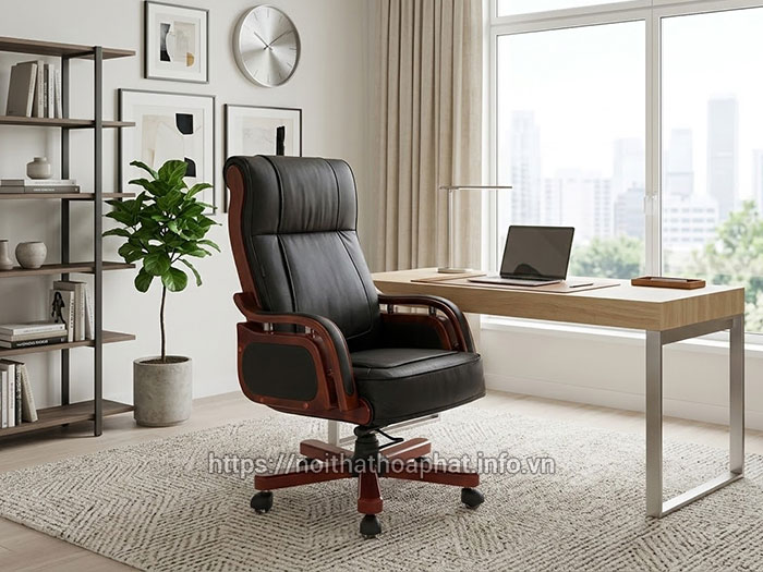 Ghế giám đốc Hòa Phát chân gỗ