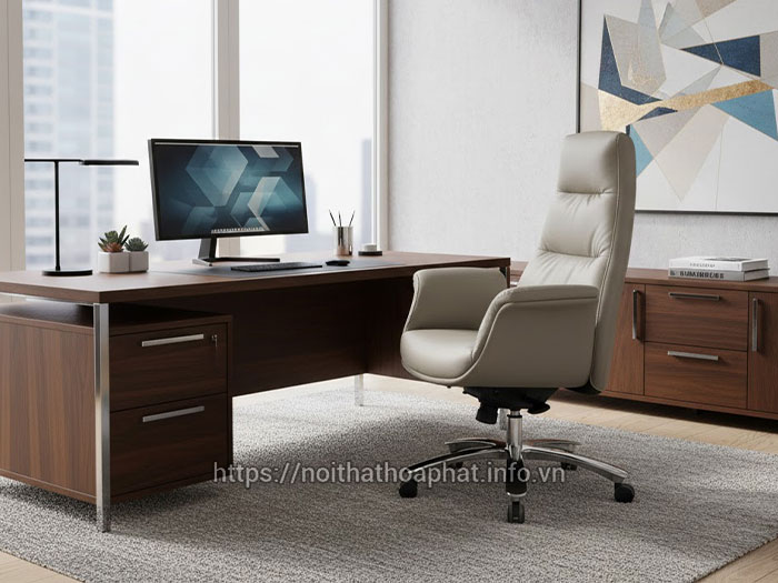 Ghế giám đốc Hòa Phát màu kem