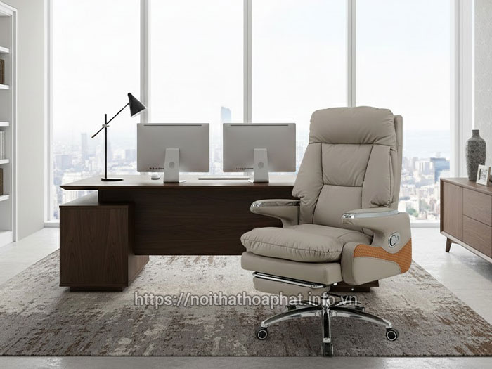 Ghế giám đốc Hòa Phát màu kem