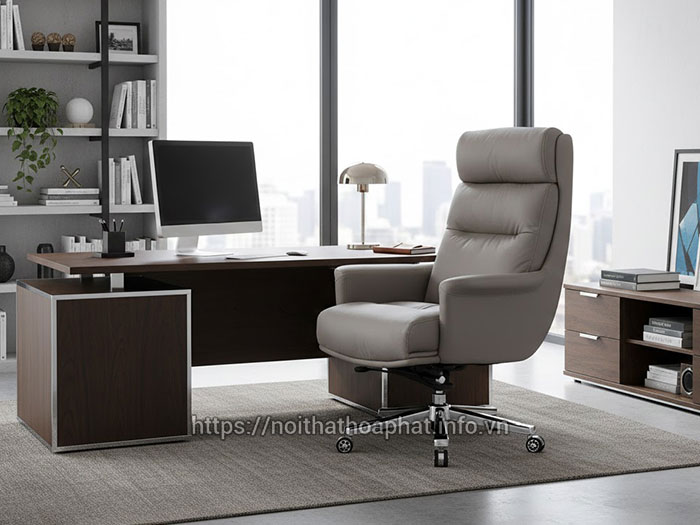 Ghế giám đốc Hòa Phát màu kem
