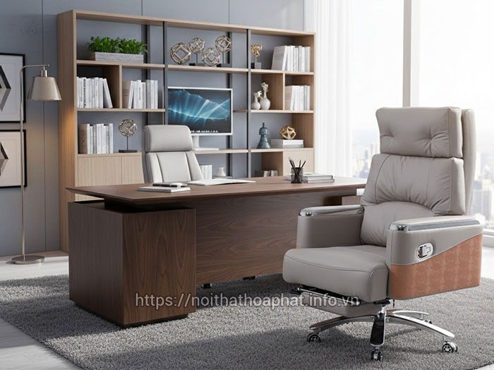 Ghế giám đốc Hòa Phát màu kem