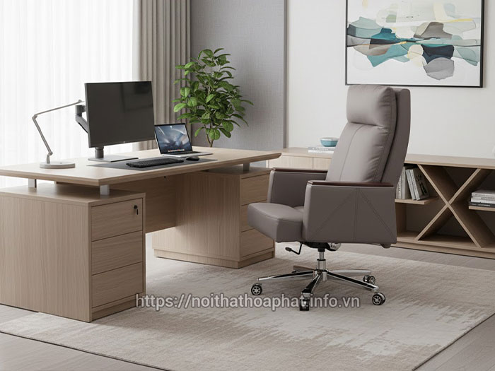 Ghế giám đốc Hòa Phát màu kem