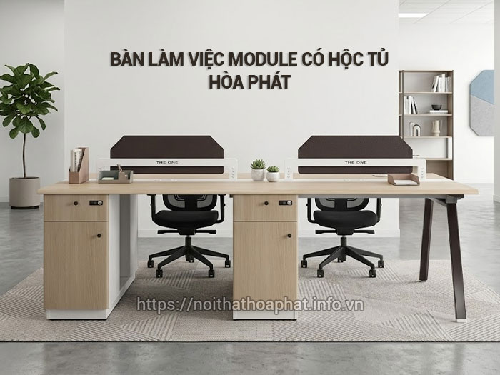 Bàn làm việc module có hộc tủ