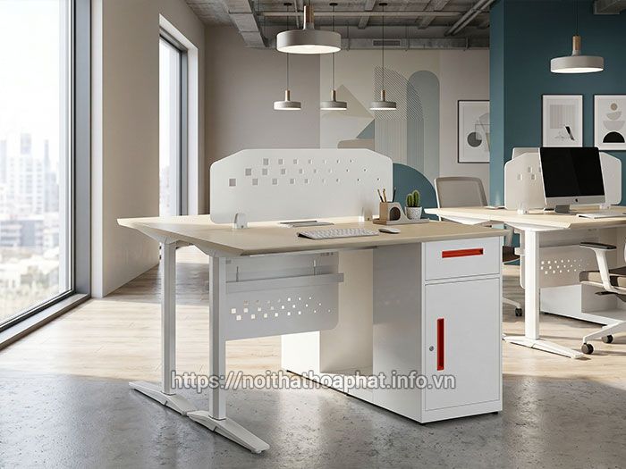 Bàn làm việc module có hộc tủ