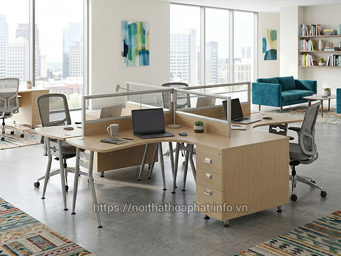 Bàn làm việc module có hộc tủ