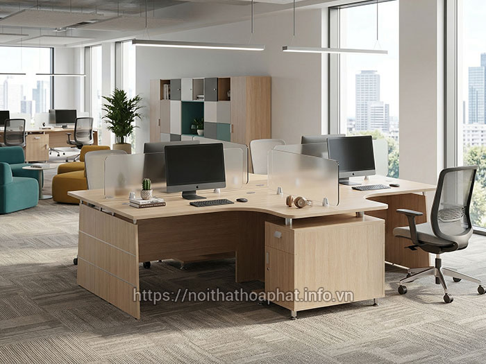 Bàn làm việc module có hộc tủ