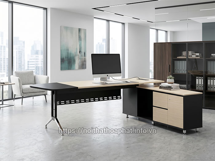 Bàn trưởng phòng kèm hộc tủ