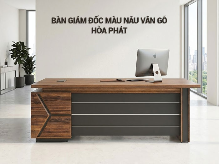 Bàn giám đốc màu nâu vân gỗ