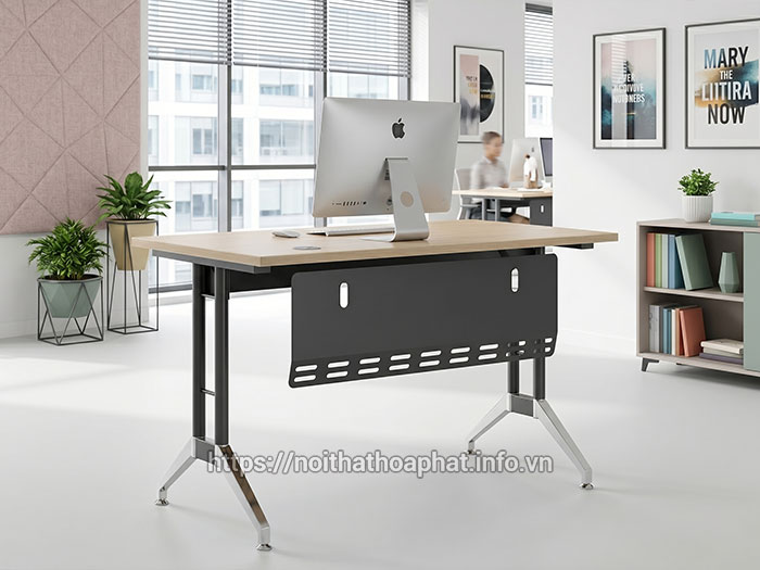 Bàn nhân viên chân sắt mặt gỗ