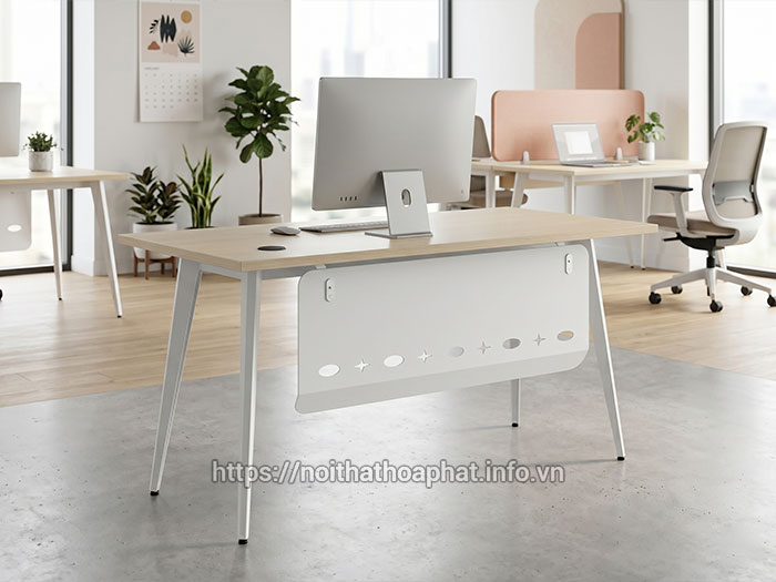 Bàn nhân viên chân sắt mặt gỗ