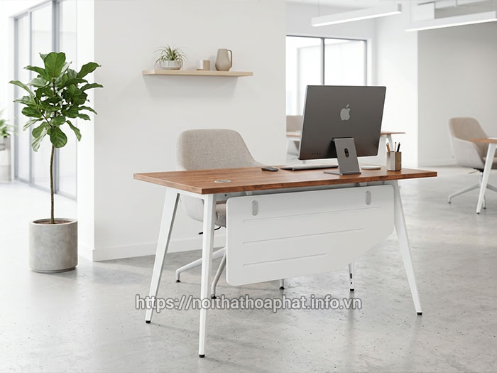 Bàn nhân viên chân sắt mặt gỗ