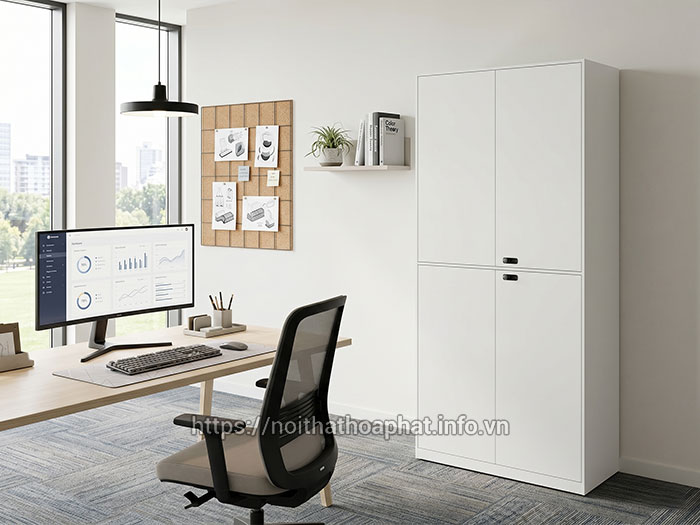 Tủ sắt Hòa Phát màu trắng