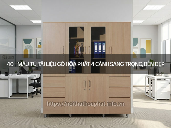 Tủ tài liệu gỗ Hòa Phát 4 cánh