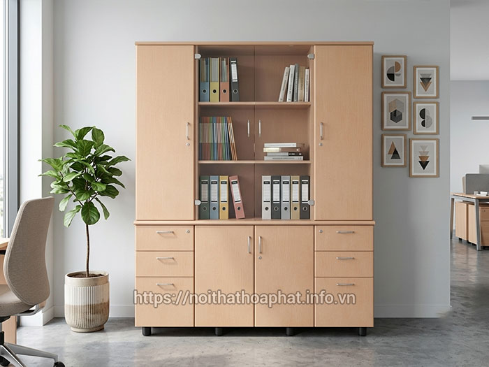 Tủ tài liệu gỗ Hòa Phát 4 cánh