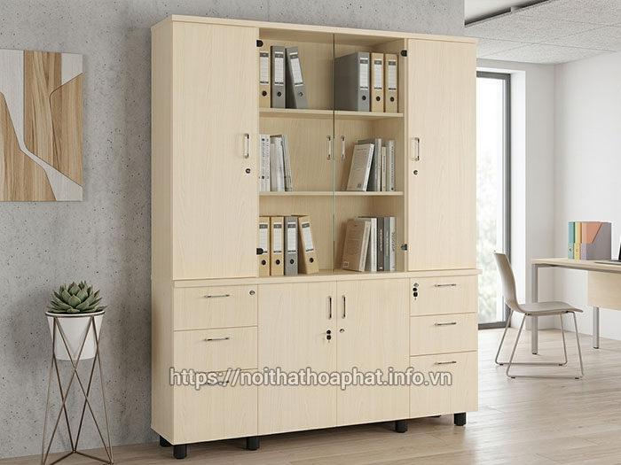 Tủ tài liệu gỗ Hòa Phát 4 cánh