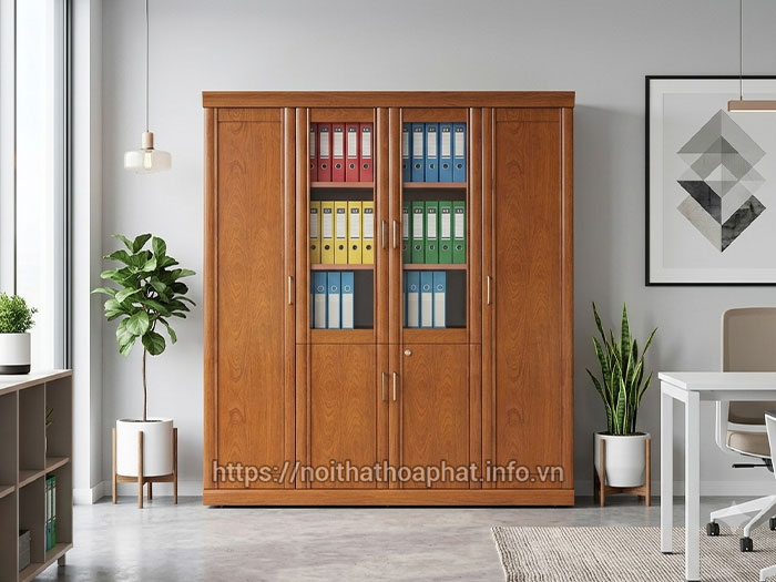 Tủ tài liệu gỗ Hòa Phát 4 cánh