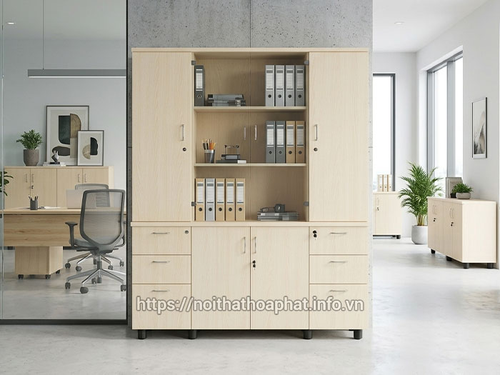 Tủ tài liệu gỗ Hòa Phát 4 cánh
