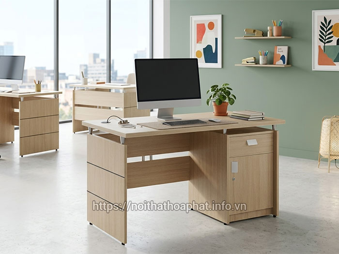 Bàn nhân viên có hộc tủ