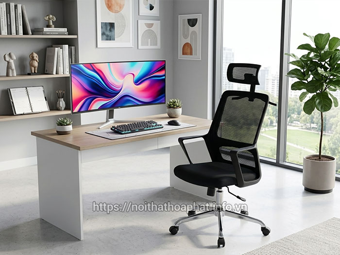 Ghế xoay lưới lưng cao có tựa đầu