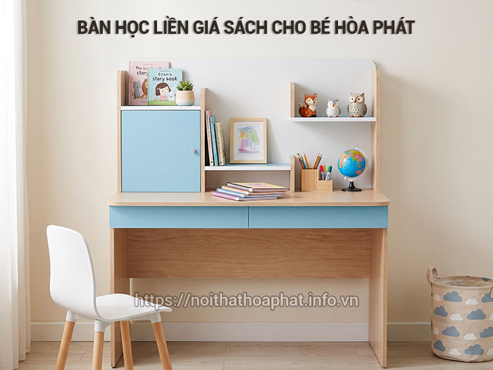 Bàn học liền giá sách cho bé