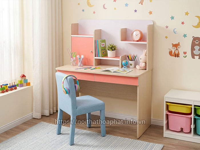 Bàn học liền giá sách cho bé