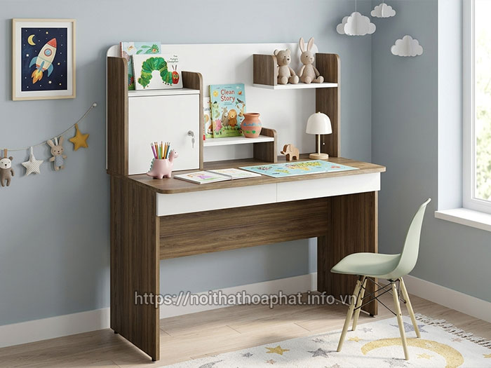 Bàn học liền giá sách cho bé