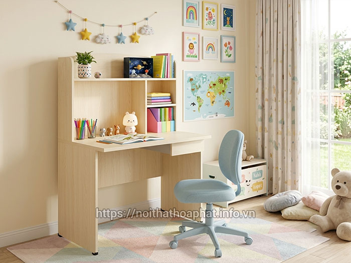 Bàn học liền giá sách cho bé