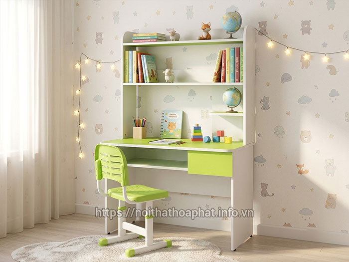 Bàn học liền giá sách cho bé