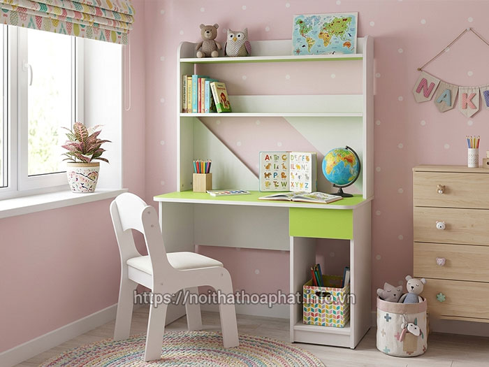 Bàn học liền giá sách cho bé