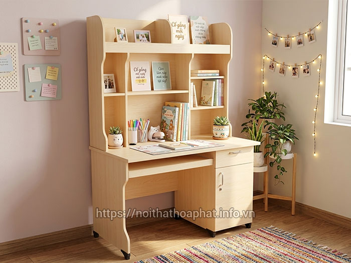 bàn học sinh liền kệ sách Hòa Phát